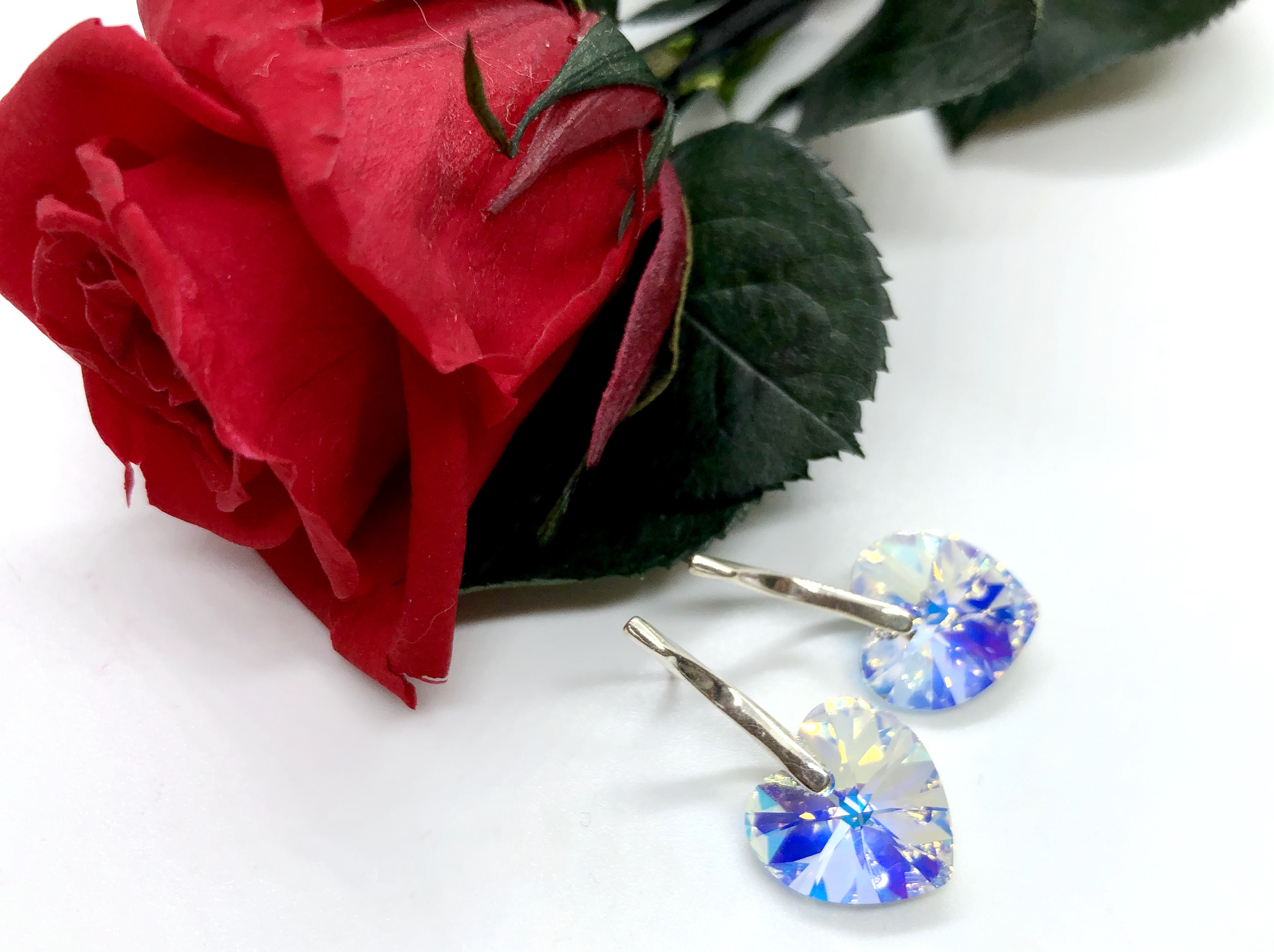 Náušnice Srdce 10 mm Crystal AB