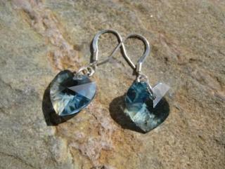 Náušnice Srdce 14 mm Aquamarine