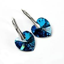 Náušnice Srdce 14 mm Crystal Bermuda Blue