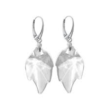 Náušnice List 26 mm Crystal